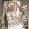 Stylish And Elegant Champagne colored Velvet Printed Shirt